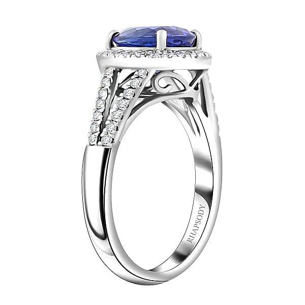 Shop Lc Certified & Appraised Rhapsody AAAA Tanzanite And E-F VS Diamond 3.10 Ctw Ring In 950 Platinum 7.84 Grams