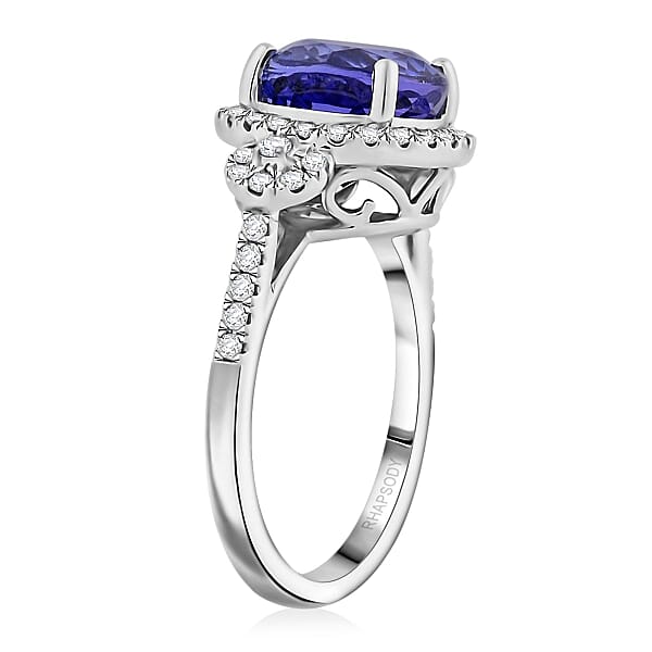 Shop Lc Certified & Appraised Rhapsody AAAA Tanzanite And E-F VS Diamond 3.50 Ctw Ring In 950 Platinum 5.73 Grams