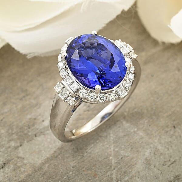 Shop Lc Certified & Appraised Rhapsody AAAA Tanzanite And E-F VS Diamond 7.25 Ctw Ring In 950 Platinum 10 Grams