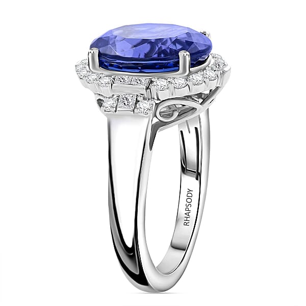 Shop Lc Certified & Appraised Rhapsody AAAA Tanzanite And E-F VS Diamond 7.25 Ctw Ring In 950 Platinum 10 Grams