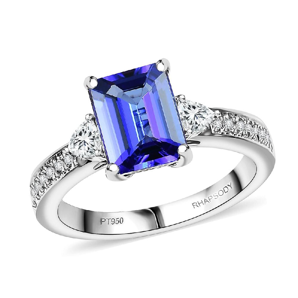 shop lc Certified & Appraised Rhapsody AAAA Tanzanite and E-F VS Diamond 2.91 ctw Ring in 950 Platinum 6.05 Grams