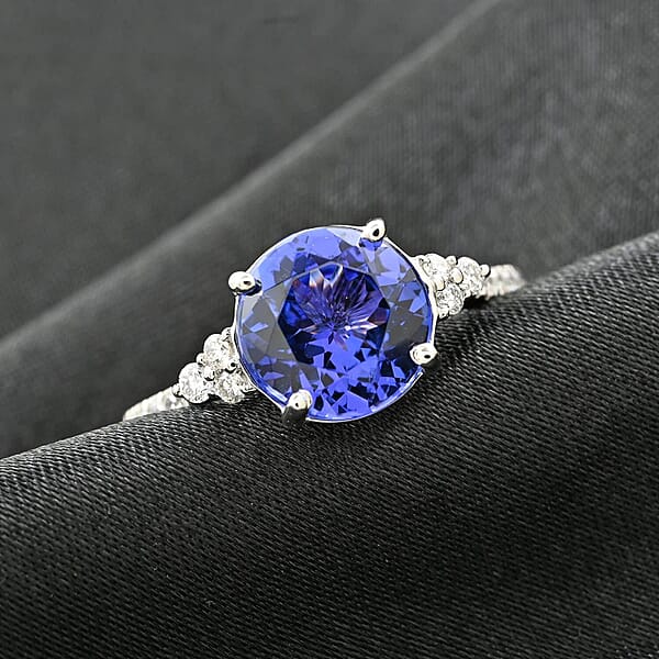 Shop Lc Certified & Appraised Rhapsody AAAA Tanzanite And E-F VS Diamond 2.80 Ctw Ring In 950 Platinum 4 Grams