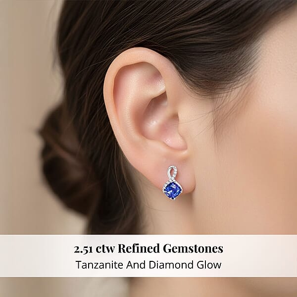 Shop Lc Certified & Appraised Rhapsody AAAA Tanzanite And E-F VS Diamond 2.51 Ctw Earrings In 950 Platinum