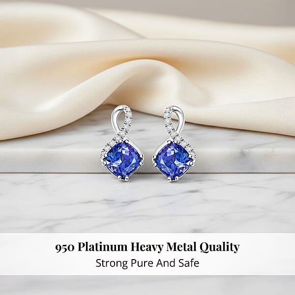 Shop Lc Certified & Appraised Rhapsody AAAA Tanzanite And E-F VS Diamond 2.51 Ctw Earrings In 950 Platinum