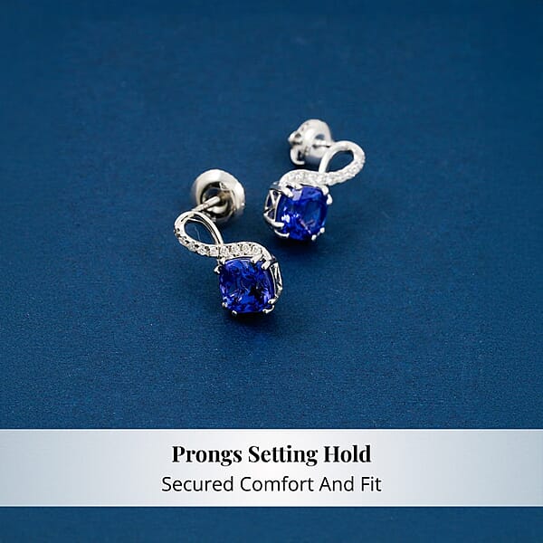 Shop Lc Certified & Appraised Rhapsody AAAA Tanzanite And E-F VS Diamond 2.51 Ctw Earrings In 950 Platinum