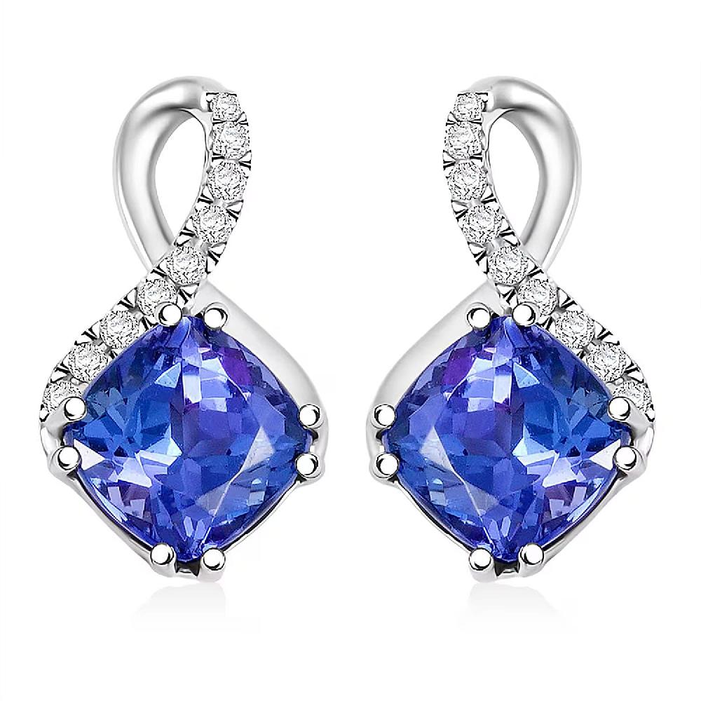 shop lc Certified & Appraised Rhapsody AAAA Tanzanite and E-F VS Diamond 2.51 ctw Earrings in 950 Platinum