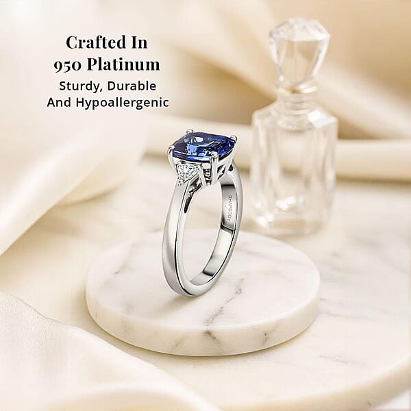 Shop Lc Certified & Appraised Rhapsody AAAA Tanzanite And E-F VS2 Diamond 2.50 Ctw Ring In 950 Platinum 6.10 Grams