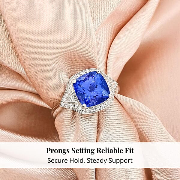 Shop Lc Certified & Appraised Rhapsody AAAA Tanzanite And E-F VS Diamond 4.50 Ctw Ring In 950 Platinum 6.47 Grams