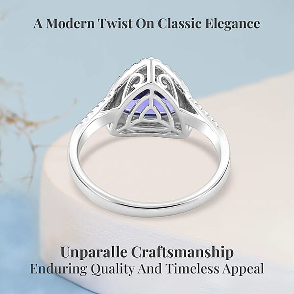Shop Lc Certified & Appraised Rhapsody AAAA Tanzanite And E-F VS Diamond 4.15 Ctw Ring In 950 Platinum 7.45 Grams