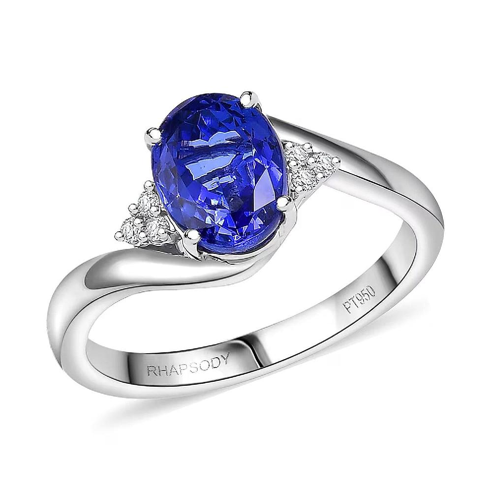 shop lc Certified & Appraised Rhapsody AAAA Tanzanite and E-F VS Diamond 2.80 ctw Ring in 950 Platinum 6.25 Grams (Del. in 10-15 Days)