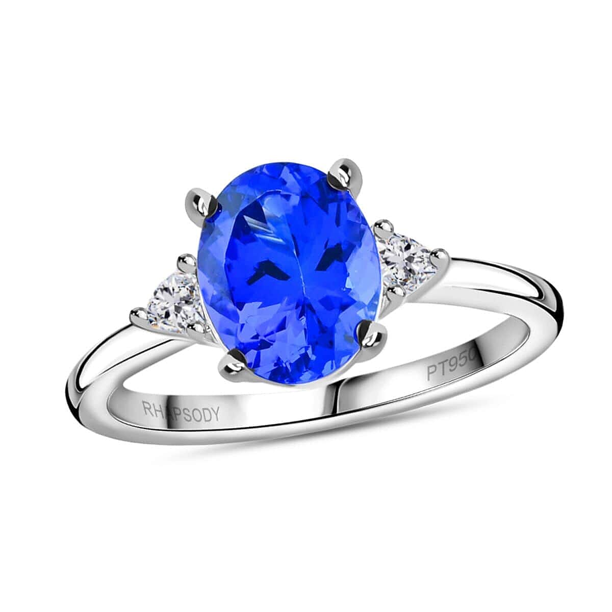 shop lc Certified & Appraised Rhapsody AAAA Tanzanite and E-F VS Diamond 2.75 ctw Ring in 950 Platinum 5.20 Grams