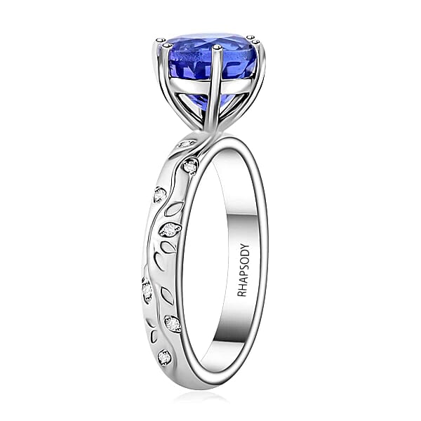 Shop Lc Certified & Appraised Rhapsody AAAA Tanzanite And E-F VS Diamond 2.50 Ctw Ring In 950 Platinum 6.25 Grams