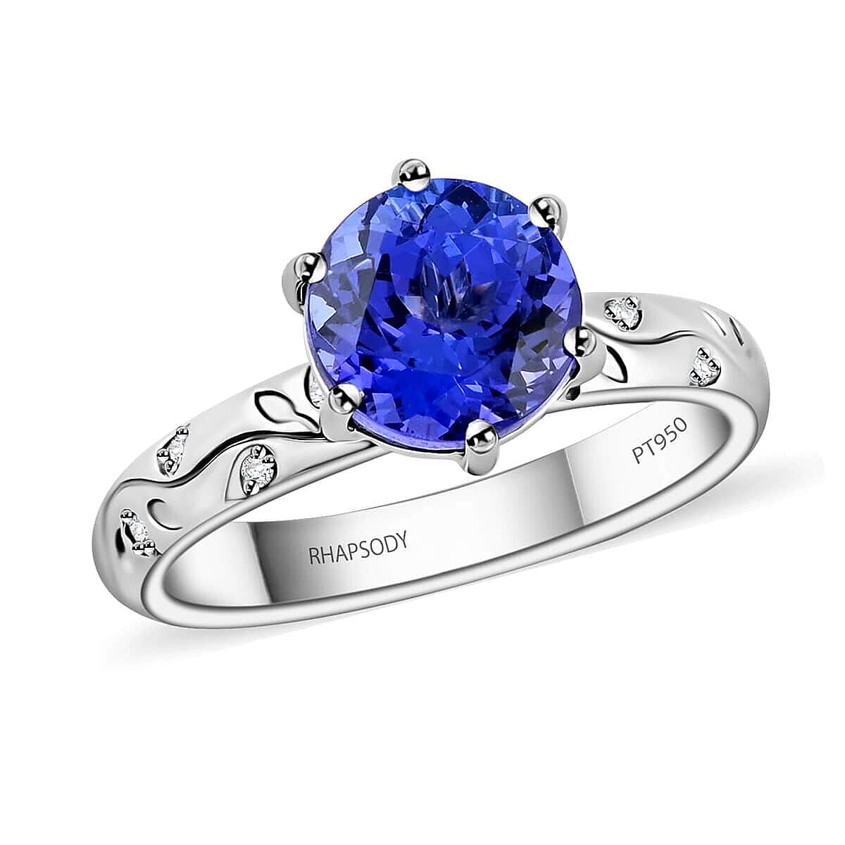 shop lc Certified & Appraised Rhapsody AAAA Tanzanite and E-F VS Diamond 2.50 ctw Ring in 950 Platinum 6.25 Grams
