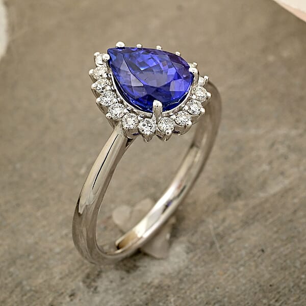 Shop Lc Certified & Appraised Rhapsody AAAA Tanzanite And E-F VS Diamond 2.15 Ctw Ring In 950 Platinum 6.50 Grams