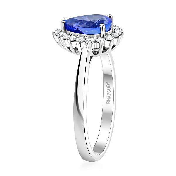 Shop Lc Certified & Appraised Rhapsody AAAA Tanzanite And E-F VS Diamond 2.15 Ctw Ring In 950 Platinum 6.50 Grams