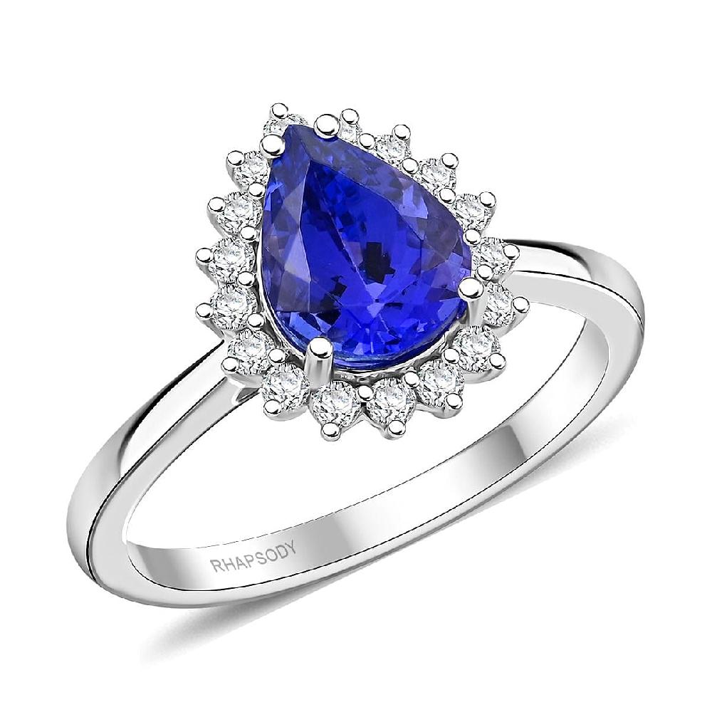 shop lc Certified & Appraised Rhapsody AAAA Tanzanite and E-F VS Diamond 2.15 ctw Ring in 950 Platinum 6.50 Grams