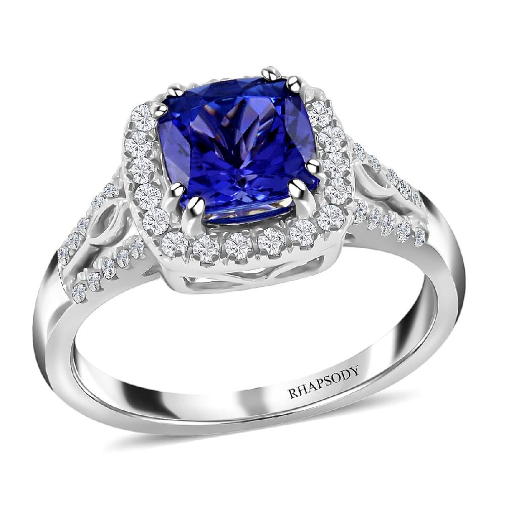 shop lc Certified & Appraised Rhapsody AAAA Tanzanite and E-F VS Diamond 2.10 ctw Ring in 950 Platinum 6.60 Grams
