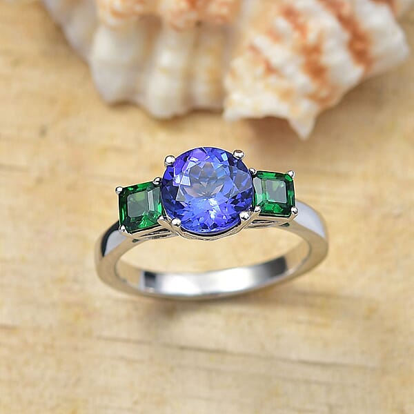 Shop Lc Certified & Appraised Rhapsody AAAA Tanzanite And Tsavorite Garnet 2.86 Ctw Ring In 950 Platinum 5.86 Grams