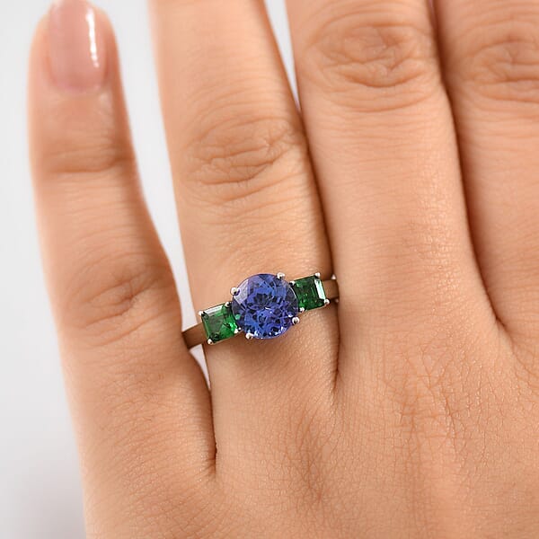Shop Lc Certified & Appraised Rhapsody AAAA Tanzanite And Tsavorite Garnet 2.86 Ctw Ring In 950 Platinum 5.86 Grams
