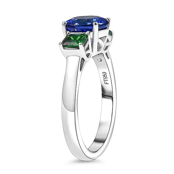 Shop Lc Certified & Appraised Rhapsody AAAA Tanzanite And Tsavorite Garnet 2.86 Ctw Ring In 950 Platinum 5.86 Grams