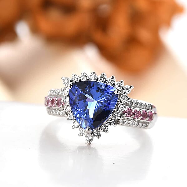 Shop Lc Certified & Appraised Rhapsody AAAA Tanzanite Mahenge Spinel And E-F VS Diamond 3.75 Ctw Ring In 950 Platinum 7.60 Grams