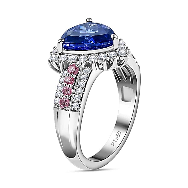 Shop Lc Certified & Appraised Rhapsody AAAA Tanzanite Mahenge Spinel And E-F VS Diamond 3.75 Ctw Ring In 950 Platinum 7.60 Grams