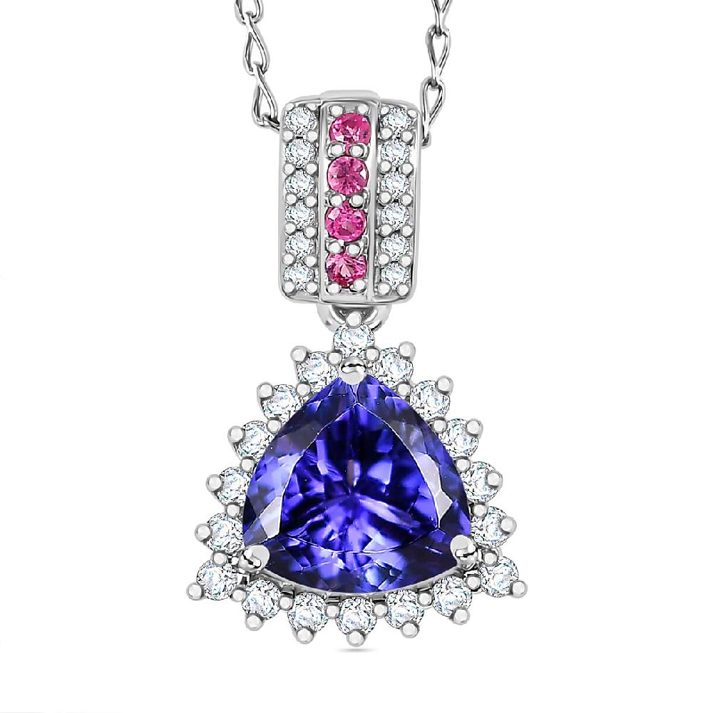 shop lc Certified & Appraised Rhapsody AAAA Tanzanite Mahenge Spinel and E-F VS Diamond 2.80 ctw Pendant Necklace in 950 Platinum 4.70 Grams 20 Inches