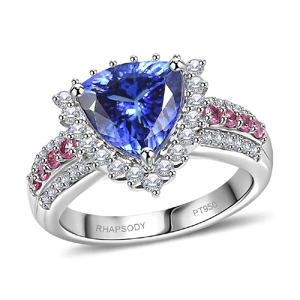 shop lc Certified & Appraised Rhapsody AAAA Tanzanite Mahenge Spinel and E-F VS Diamond 3.75 ctw Ring in 950 Platinum 7.60 Grams