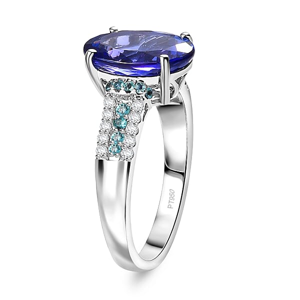 Shop Lc Certified & Appraised Rhapsody AAAA Tanzanite Paraiba Tourmaline And E-F VS2 Diamond 5.15 Ctw Ring In 950 Platinum 6.50 Grams