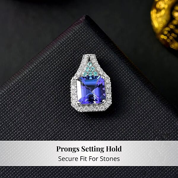 Shop Lc Certified & Appraised Rhapsody AAAA Tanzanite Paraiba Tourmaline And E-F VS Diamond 3.37 Ctw Pendant Without Chain In 950 Platinum