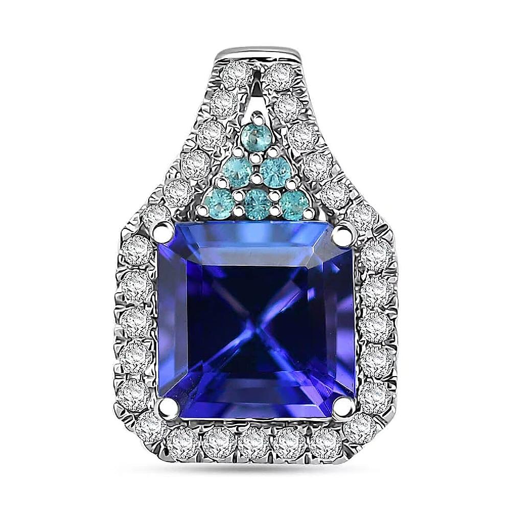 shop lc Certified & Appraised Rhapsody AAAA Tanzanite Paraiba Tourmaline and E-F VS Diamond 3.37 ctw Pendant without Chain in 950 Platinum