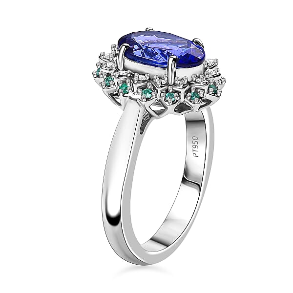Shop Lc Certified & Appraised Rhapsody AAAA Tanzanite Paraiba Tourmaline And E-F VS2 Diamond 3.55 Ctw Ring In 950 Platinum 10.90 Grams