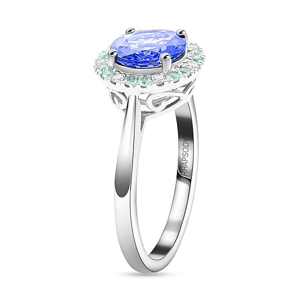 Shop Lc Certified & Appraised Rhapsody AAAA Tanzanite Paraiba Tourmaline And E-F VS Diamond 2.15 Ctw Ring In 950 Platinum 6.35 Grams