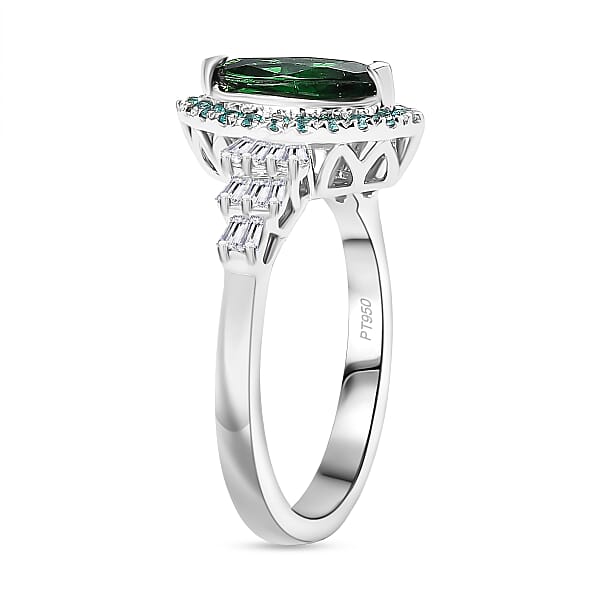 Shop Lc Certified & Appraised Rhapsody AAAA Tsavorite Garnet Paraiba Tourmaline And E-F VS2 Diamond 1.50 Ctw Ring In 950 Platinum
