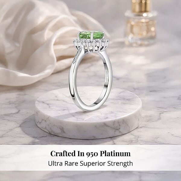 Shop Lc Certified & Appraised Rhapsody AAAA Tsavorite Garnet And E-F VS Diamond 1.60 Ctw Ring In 950 Platinum 5.90 Grams