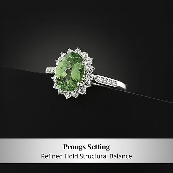 Shop Lc Certified & Appraised Rhapsody AAAA Tsavorite Garnet And E-F VS Diamond 1.60 Ctw Ring In 950 Platinum 5.90 Grams