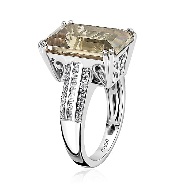 Shop Lc Certified & Appraised Rhapsody AAAA Turkizite And E-F VS2 Diamond 10.65 Ctw Ring In 950 Platinum 8.60 Grams