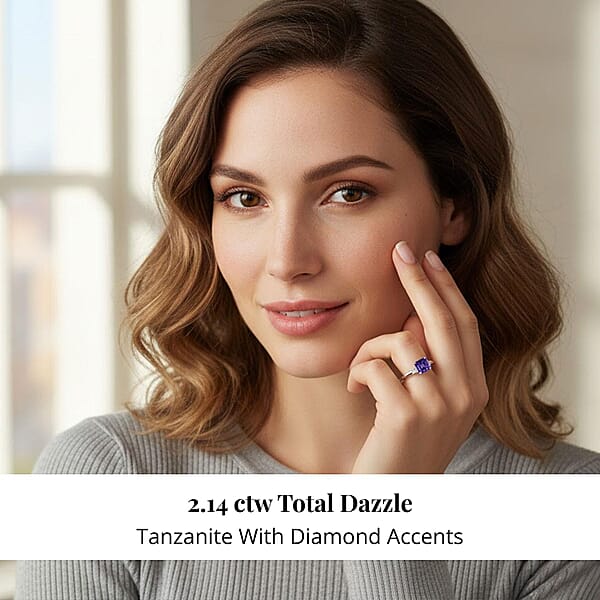 Shop Lc Certified & Appraised Rhapsody Asscher Cut AAAA Tanzanite And E-F VS Diamond 2.14 Ctw Ring In 950 Platinum 4.88 Grams