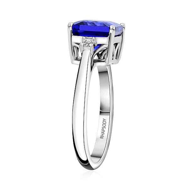 Shop Lc Certified & Appraised Rhapsody Asscher Cut AAAA Tanzanite And E-F VS Diamond 3.00 Ctw Ring In 950 Platinum 5.55 Grams