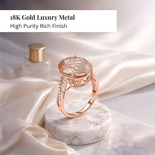 Shop Lc Certified Iliana 18K Rose Gold AAA Marropino Morganite And G-H SI Diamond Ring 4.10 Grams 9.00 Ctw