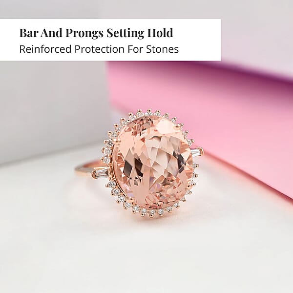 Shop Lc Certified Iliana 18K Rose Gold AAA Marropino Morganite And G-H SI Diamond Ring 8.60 Ctw