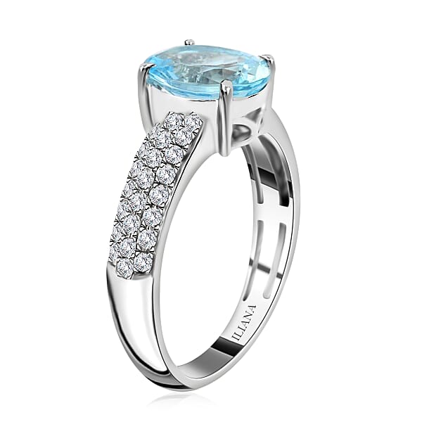Shop Lc Certified Iliana 18K White Gold AAA Santa Maria Aquamarine And G-H SI Diamond Ring 2.00 Ctw