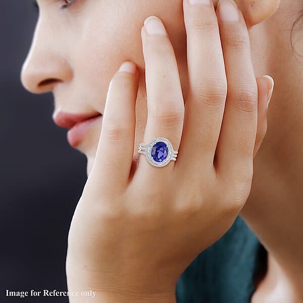Shop Lc Certified Iliana 18K White Gold AAA Tanzanite And G-H SI Diamond Ring 4.30 Grams 3.80 Ctw
