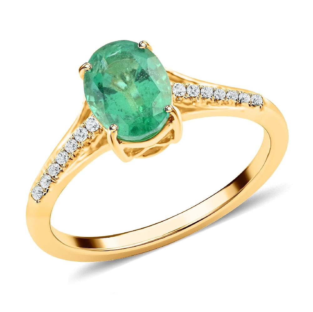 shop lc Certified Iliana 18K Yellow Gold AAA Kagem Zambian Emerald and G-H SI Diamond Ring 1.25 ctw