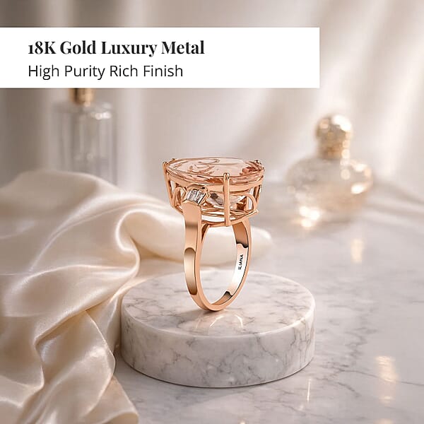 Shop Lc Certified Iliana AAA Marropino Morganite And G-H SI Diamond 11.85 Ctw Ring In 18K Rose Gold 5.95 Grams