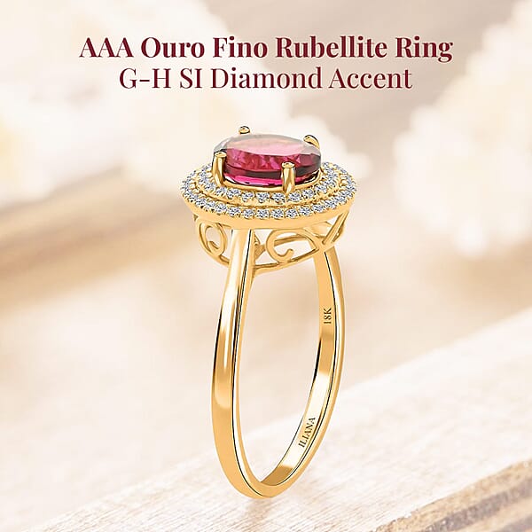 Shop Lc Certified Iliana AAA Ouro Fino Rubellite Diamond Ring In 18K Yellow Gold 1.70 Ctw