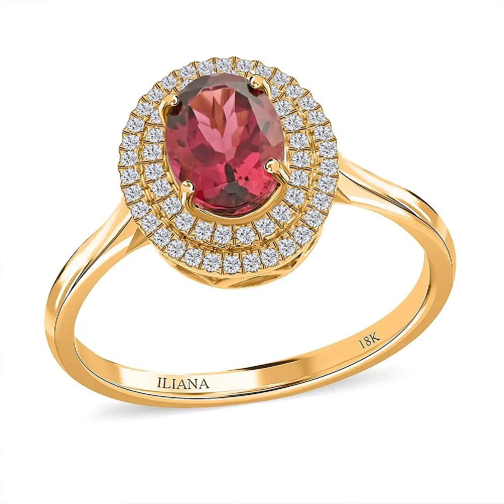 shop lc Certified Iliana AAA Ouro Fino Rubellite Diamond Ring in 18K Yellow Gold 1.70 ctw