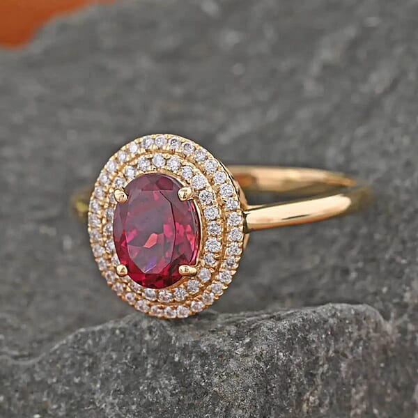 Shop Lc Certified Iliana AAA Ouro Fino Rubellite Diamond Ring In 18K Yellow Gold 1.70 Ctw