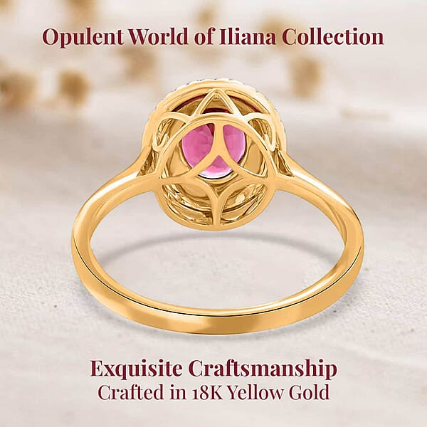 Shop Lc Certified Iliana AAA Ouro Fino Rubellite Diamond Ring In 18K Yellow Gold 1.70 Ctw