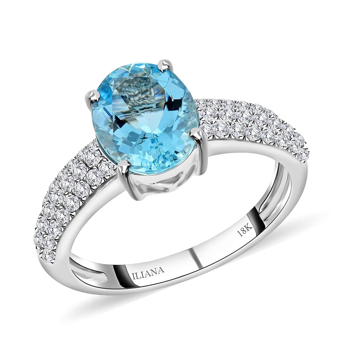 shop lc Certified Iliana AAA Santa Maria Aquamarine and G-H SI Diamond 2.00 ctw Ring in 18K White Gold